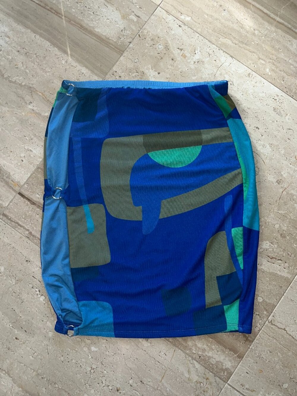 Oh Polly Blue Printed Mini Skirt